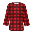thumbnail image 3 of Birdeem Blouses pour Femmes T-Shirt Imprimé à Boutons Manches 3/4 Ample, 3 of 9
