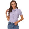 thumbnail image 1 of INSPIRE CHIC Chemise Imprimée à Manches Bouffantes pour Femme à Col Peter Pan Boutonnée Violet Floral S, 1 of 1