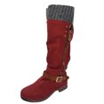 thumbnail image 1 of B91xZ Bottes de Mode Femmes Automne Tube Long Fermeture Éclair Chaussures à Talons Bas Bottes Bottes Pointues Bottes Cavalières, Rouge 9, 1 of 4