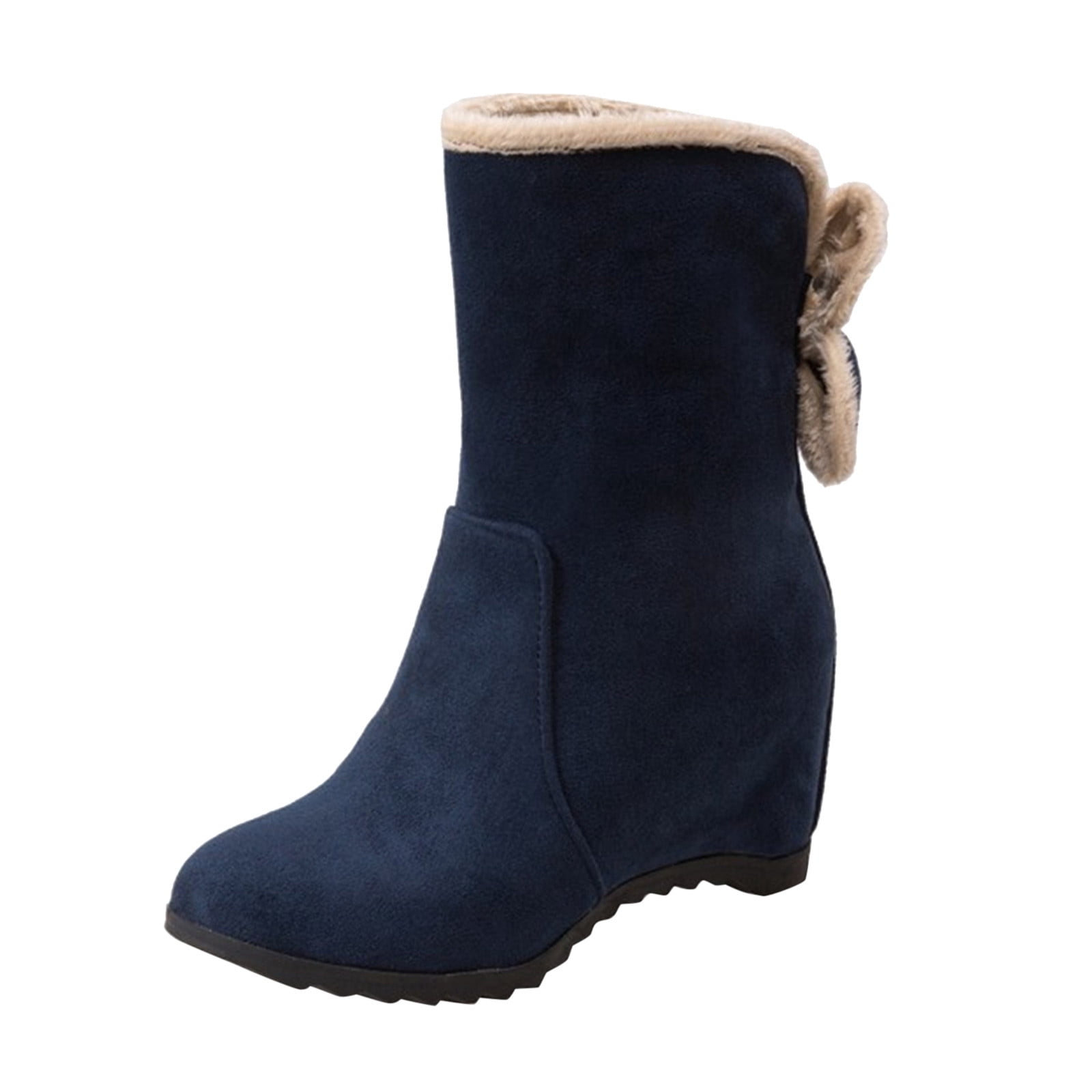 B91xZ Bottines à Talon pour Femmes Imperméables en Peluche Bottillon Chelsea Botte Chelsea, Bleu 7