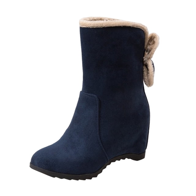 B91xZ Bottines à Talon pour Femmes Imperméables en Peluche Bottillon Chelsea Botte Chelsea, Bleu 7
