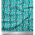 thumbnail image 1 of Soimoi Poly Georgette Fabric Leaves & Floral Block Printed Fabric 1 Yard 42 Inch Wide, 1 of 3