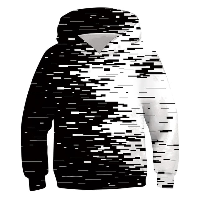 RXIRUCGD Chandail pour Enfants à Manches Longues Motif T-shirt Imprimé Col Rond Frais Garçon Chandail à Capuchon en Blanc, Conçu pour Garçons de 13 Ans. le Chandail en Molleton Présente un Motif Pixélisé Noir et Blanc unique, Manches Longues, et une Capuche Confortable. Fabriqué en Tissu polyester Doux et Respirant, Il Convient aux Tenues Décontractées, aux Séances Photo Ou aux occasions Spéciales. le Vêtement Mesure 98 cm de Buste, 39,5 cm de Largeur d'Épaule, 57,5 cm de Longueur de Manche, et 61,5 cm de Longueur overall.