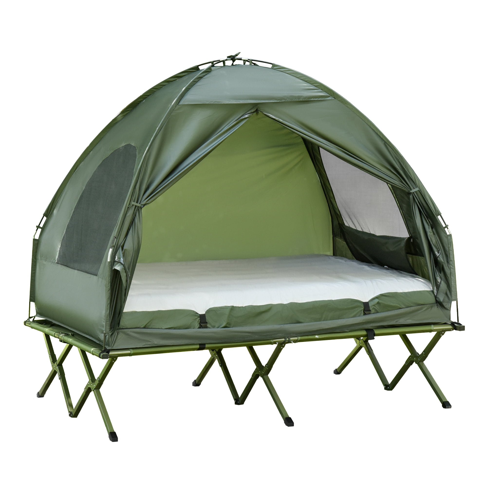 Outsunny Camping Combo Portable Folding Camping Tent, Dark Green