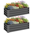 thumbnail image 1 of Outsunny Raised Garden Beds Set of 2, Galvanized Planter Box, Light Grey, 1 of 10