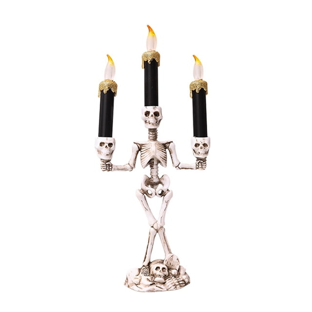 FAROOT Halloween LED Light, Skull Candle Lamp Resin Artware Desktop Decor