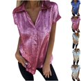 thumbnail image 2 of fheaev Chemise Roulée Femme Manches Courtes Blouse à Boutons Hauts à Col Tunique de Travail avec Poche, 2 of 6