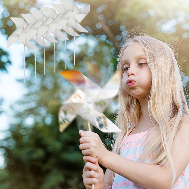 DIY Blank Cardboard Pinwheels 6 Pack Children's Handmade Windmill Craft Kits for Summer Activities & School