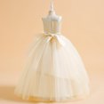 thumbnail image 4 of PMVFHDE Robe de Fête pour Filles Robe pour Enfants Robe Fille Robe Sans Manches de Performance Longue Robe à Pommeau Fête, Beige, 10-12 Ans, 4 of 4