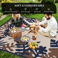 thumbnail image 4 of Outdoor Rug 6x9 ft Outdoor Carpet Camping Mat-Modern Floral & Leaf Rugs Reversible Mat Plastic Straw Rugs for Patio Camping RV Porch Balcony Backyard Picnic Deck Beach Beige&Dark Blue, 4 of 7