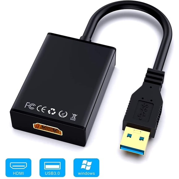 Adaptateur USB vers HDMI, Convertisseur de Câble Audio Vidéo HD, USB 3.0 vers HDMI pour Plusieurs Moniteurs 1080P, Compatible avec Windows XP/10/8.1/8/7 (Ne Prend Pas en Charge Mac, Linux, Vista, Chrome