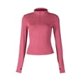 thumbnail image 3 of Tenues Rouges à Manches Longues pour Femmes Automne Hiver Col Ras du Cou Imprimé Soleil Tunique Ajustée Entraînement Gym Yoga Brunch Jogger Sortie Protection Solaire Veste Manteau Basique Femmes 2025 m, 3 of 5