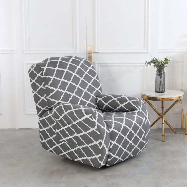 4-Piece Furniture Protector Striped Plaid Reclining Case With Pockets 1 Seat Recliner Furniture Cover With Elastic Bottom