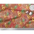 thumbnail image 2 of Soimoi Orange Poly Georgette Fabric Lily & Pine Fruits Print Fabric by Yard 52 Inch Wide, 2 of 3