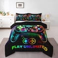 thumbnail image 2 of QUTETN Moderne Noir Bleu Joystick de Jeu Couettes et Duvets Grand Lit, 2 of 6