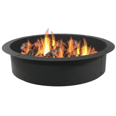 Sunnydaze Anneau de Doublure Rond pour Foyer Extérieur en Acier Robuste Portable hors Terre Ou dans le Sol - 39 Pouces - Noir