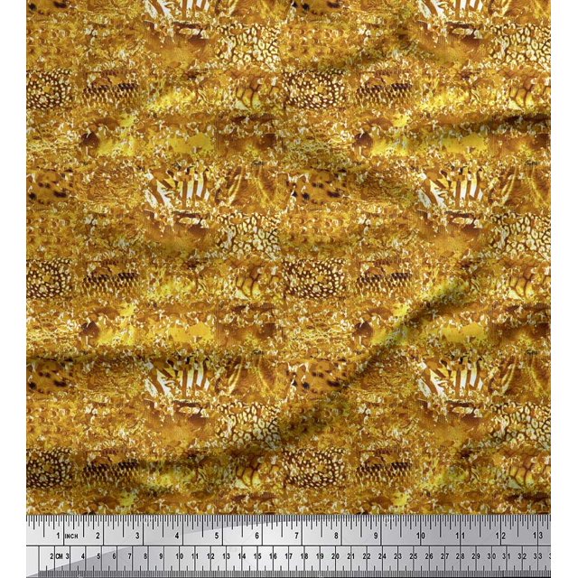 Soimoi Brown Cotton Duck Fabric Leopard,Snake & Wild Skin Decor Fabric Printed BTY 56 Inch Wide
