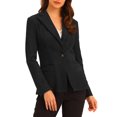 thumbnail image 1 of INSPIRE CHIC Blazer en Faux Suède pour Femme, Col à Revers, Manches Longues, Veste de Bureau, TP, Noir, 1 of 6