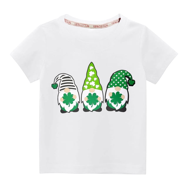 vdgthytj Enfants Garçons Filles T-Shirts de la Saint-Patrick Trèfle Graphique Col Rond Manches Courtes Hauts d'Été Blouse