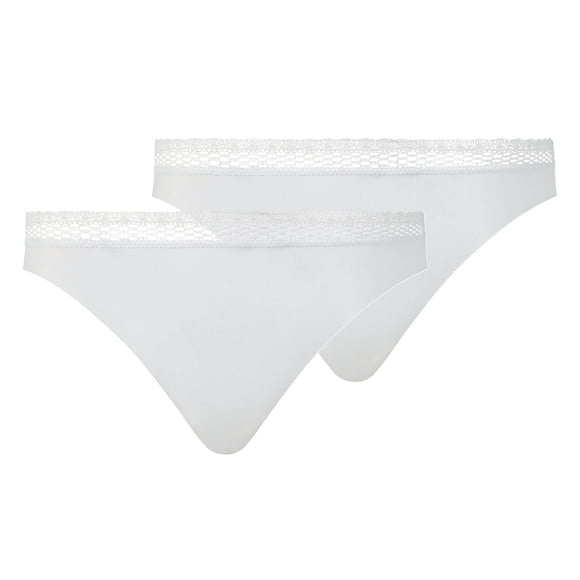 Chantelle String pour Femmes, Lot de 2 - Chic Douillet, invisible, Respirant, Blanc G (Grand)