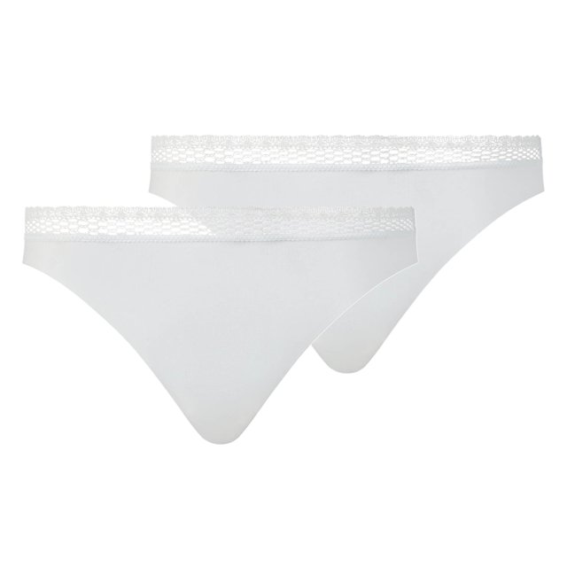 Chantelle String pour Femmes, Lot de 2 - Chic Douillet, invisible, Respirant, Blanc G (Grand)