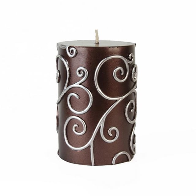 CPS-005-12 Bougie Pilier à Volutes Brune 3 x 4 Po -12 Pcs-Case - en Vrac