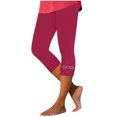 thumbnail image 1 of Olyvenn Womens Rhinestone Trim Capri Pants Stretchy Compression Leggings Print Pattern Yoga Pants Summer Vacation Outfits Red XXXL, 1 of 4