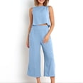 thumbnail image 3 of Cameland Ensemble Mode Femme 2 Pcs Blouse Sans Manches Col Rond + Pantalons à Poches Amples, 3 of 7