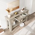 thumbnail image 4 of 54 Inch Long Console Table – Wooden Entryway Table with 2 Drawers & Open Storage Shelf, Sofa Table Behind Couch, Farmhouse Style Entryway & Hallway Organizer for Living Room, 4 of 6