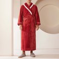 thumbnail image 2 of FhsagQ Pajamas Mens Pajamas Trunks No Fly Comfortsoft Mens Fuzzy Robe Mid Length Bathrobe Belted Soft Bath Robes Kimono Robe with Pockets Fall Winter Spa Robes Men Pajamas Pack Super Fit Red M, 2 of 3