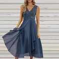 thumbnail image 4 of adviicd Robes d'Été pour Femmes Robes Décontractées à Manches Courtes Col en V Bleu,S, 4 of 4