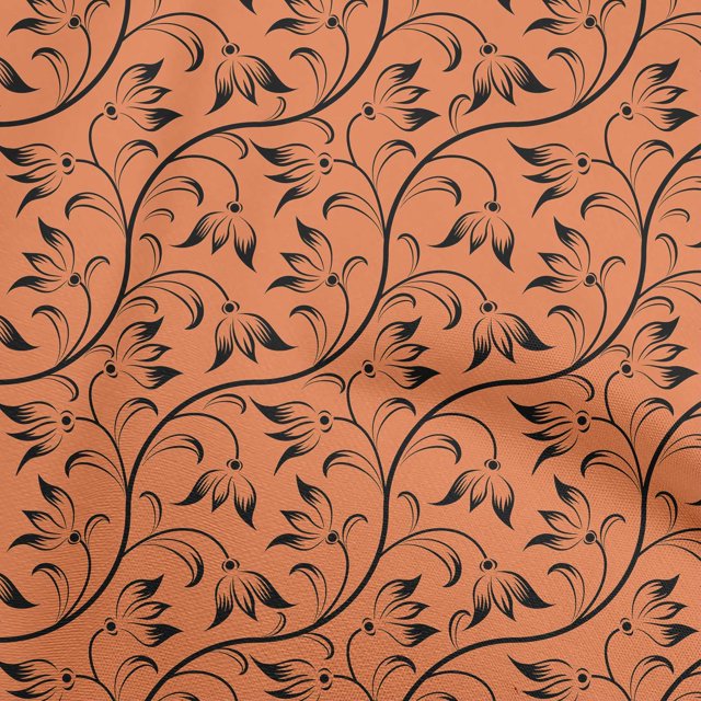 oneOone Cotton Poplin Orange Fabric Asian Floral Block Sewing Craft Projects Fabric Prints By Yard 56 Inch Wide