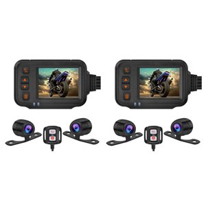2X Caméra Dash Cam, 2Inch IPS Écran 1080P+720P Dual AHD Vélo Dashcam G-Sensor Mode de stationnement Enregistreur de conduite noir
