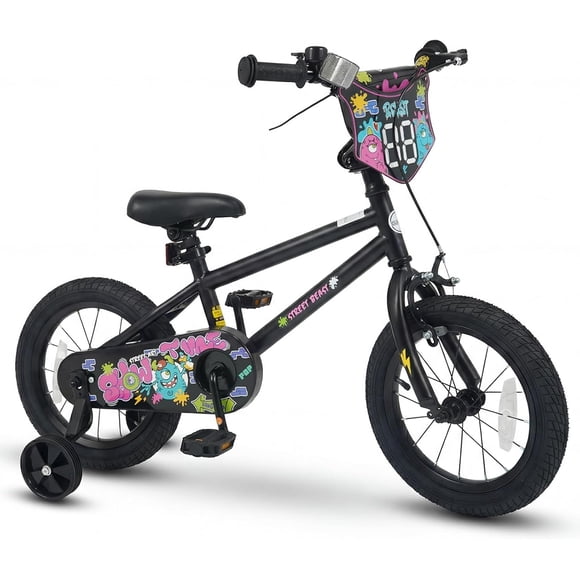 OLAKIDS Kids Bike, 12 14 16 18 Inch Toddler Children BMX Bicycle with DIY Drawing Board Training Wheels Adjustable Seat Handbrake Coaster Brake Safety Bell