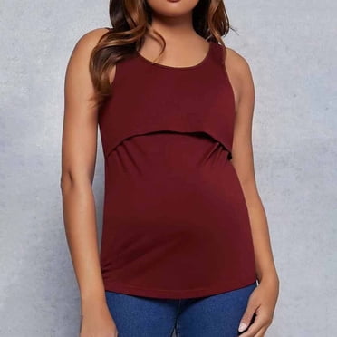 LSLJS Women's Maternity Nursing Tank Tops Sleeveless Breastfeeding Shirts Double Layer Summer Pregnancy Clothes, Maternity Tank Tops