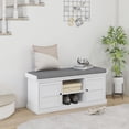 thumbnail image 2 of HOMCOM Storage Shoe Bench with Cushion, 2 Cabinets for Entryway, White, 2 of 10