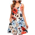 thumbnail image 2 of Ovzne Robes pour Femmes Robe d'Été Robe Décontractée pour Femmes Grande Taille Sans Manches à Col Rond Courte Robe à Fleurs Robe Grande Taille Liquidation, 2 of 5