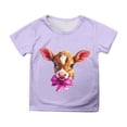 thumbnail image 1 of PMVFHDE Tenue de Pâques pour Filles T-Shirt Graphique de Pâques / Imprimé Lapin & Œuf Manches Courtes Col Rond / Tee-Shirt en Coton Doux pour Tout-Petit / Tenue Décontractée Printemps Été Violet, 10-11 Ans, 1 of 4