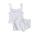 thumbnail image 5 of Ensemble Court 2 Pcs pour Tout-Petites Filles, Barboteuse Sans Manches à Encolure en U de Couleur Unie + Pantalon, 5 of 5