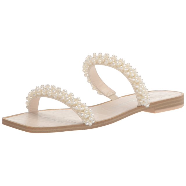 DOLCE VITA Women's IVEE Flat Sandal, Vanilla Pearls, 10