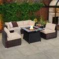 thumbnail image 3 of Ensemble de Mobilier de Patio 7 Pcs avec Table de Foyer au Gaz Propane de 35 Pouces et Housse Imperméable Brun, 3 of 10