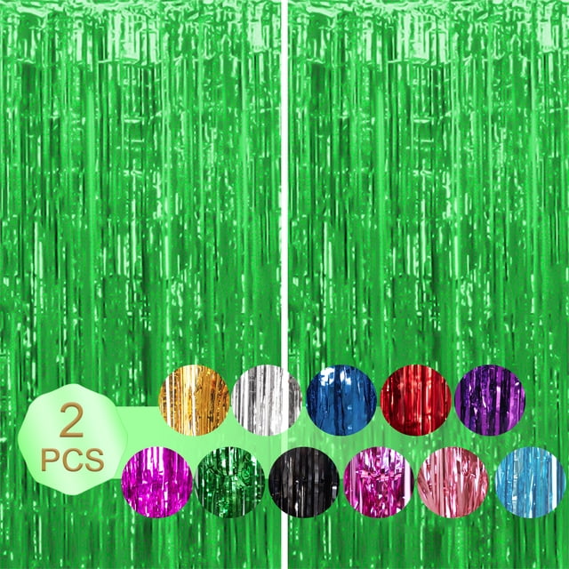 Langgg Rideau à Franges de 6,5 Pi 0 Pcs Rubans Décorations de Fête Rideau en Guirlande Toile de Fond Vert 6,5 Pi 2 Ensembles
