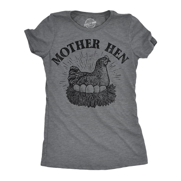 T-shirts Amusants pour Femmes Mother Hen Sarcastique Fête des Mères T-Shirt Graphique pour Dames (Gris Chiné Foncé - Mother Hen) - TG