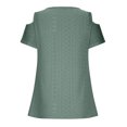thumbnail image 5 of asjyhkr Womens off Shoulder Tops Summer Short Sleeve Breathable Lightweight Tees Solid Color Tshirts, 5 of 5