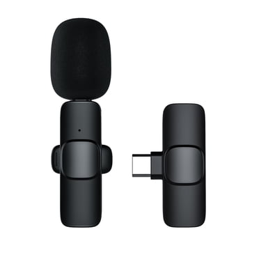 Mini Microphone Cravate Sans Fil 360° Omnidirectionnel à Réduction de Bruit Compatible avec Téléphone Intelligent Android Type‐C Tablette pour YouTube Facebook Diffusion en Direct Enregistrement Vidéo Vlog Entrevue