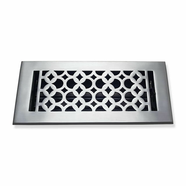 Prima Decorative Hardware Floor Vent Cover 4 x 10 VR 100 with Damper, Tudor Mushroom Design Cast Aluminum Floor Register, Powder Coated, Outer Size 6 x 12 inch