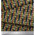 thumbnail image 3 of Soimoi Noir Poly Georgette Tissu Bande & Flèche Têtes Flèche Tissu Imprimé 1 Yard 42 Inch Wide, 3 of 3