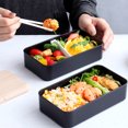 thumbnail image 3 of Premium Bento Box Adult Lunch Box with 2 Compartments (40oz), Cutlery & Set of Chopsticks, Large Dip Container, Cute Black Japanese Bento Box, Rectangle, Microwavable, 3 of 8
