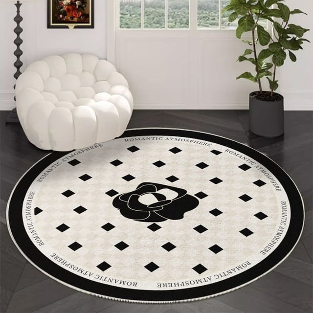 Yhmxh Bathroom Rugs Bath Rug Bath Mat Large Round Area Rug for Living Room Bedroom,Non-Slip Rugs for Kids Room,Background Washable Carpet Floor Mat for Home Nursery Room Decor Round Area Rug