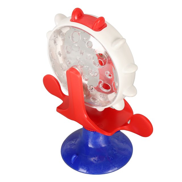 Alimentateur Lent de Chat, Forme de Moulin à Vent Rond Interactif Chat Nourriture Traite Jouet Distributeur pour Chiots Bleu Foncé, Bleu, Vert